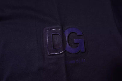 Dolce &amp; Gabbana Marineblaues T-Shirt aus Baumwolle mit Rundhalsausschnitt und DG-Logo
