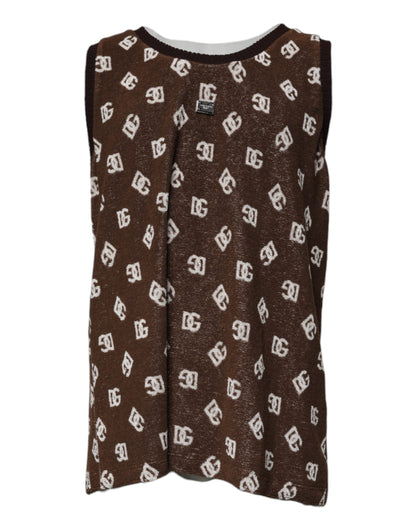 Dolce &amp; Gabbana – Braunes T-Shirt aus Baumwolle mit Rundhalsausschnitt und Logo-Monogramm