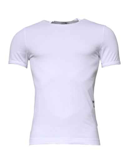 Dolce &amp; Gabbana – Weißes Unterwäsche-T-Shirt aus Baumwollstretch mit Rundhalsausschnitt