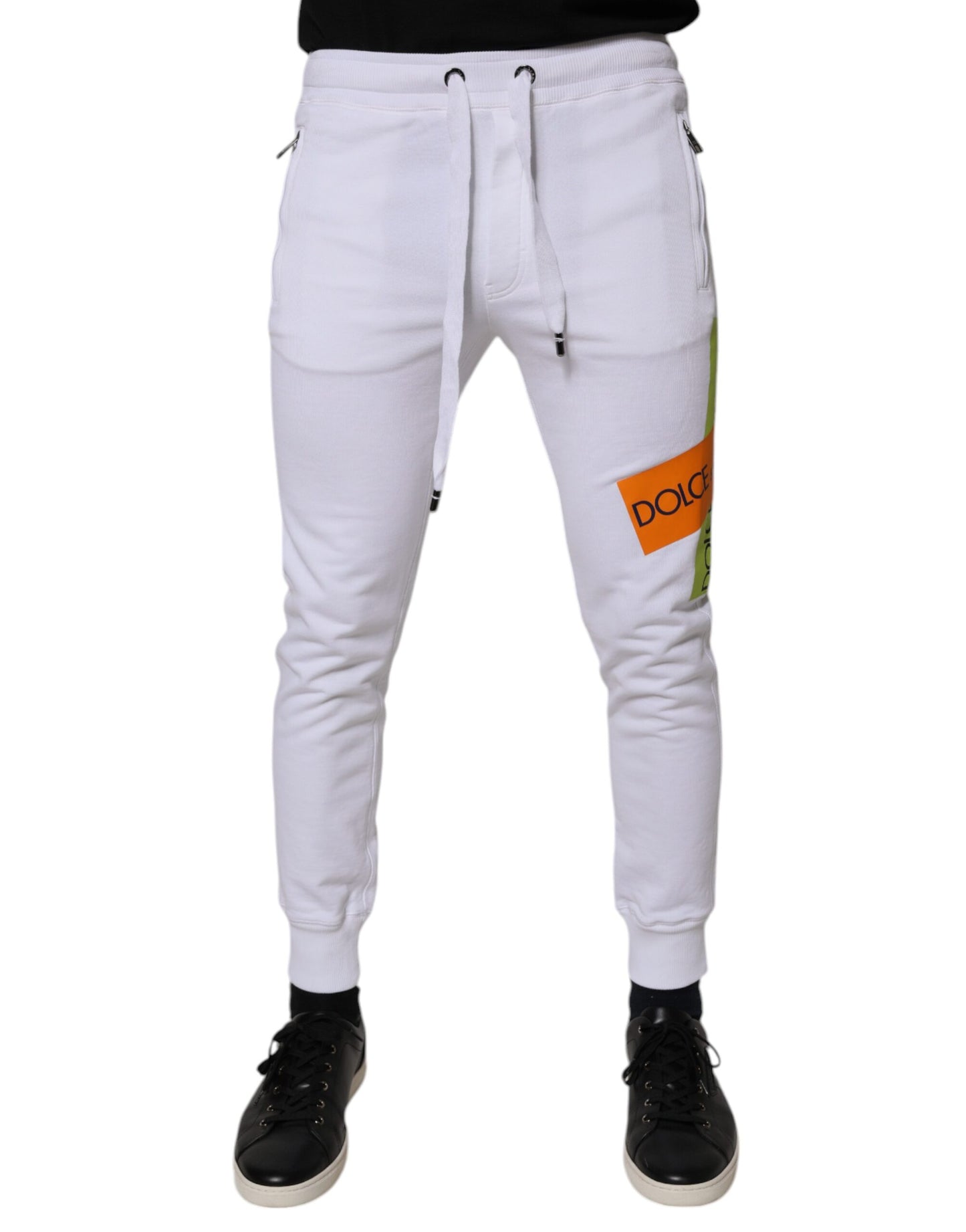 Dolce &amp; Gabbana White Cotton Logo Jogger Pants