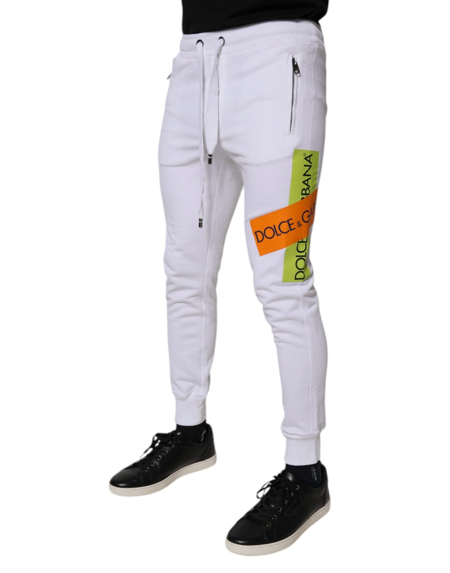 Dolce &amp; Gabbana White Cotton Logo Jogger Pants