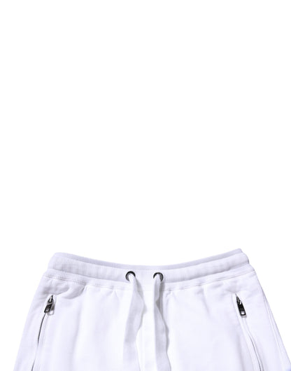 Dolce &amp; Gabbana White Cotton Logo Jogger Pants