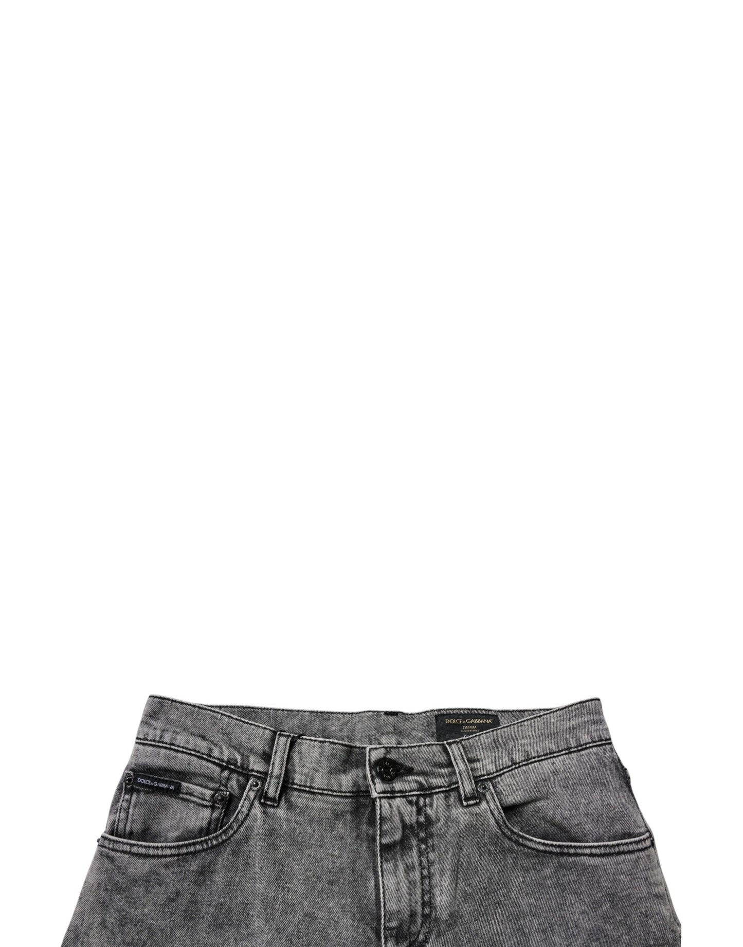 Dolce &amp; Gabbana Dark Gray Washed Cotton Slim Fit Denim Jeans