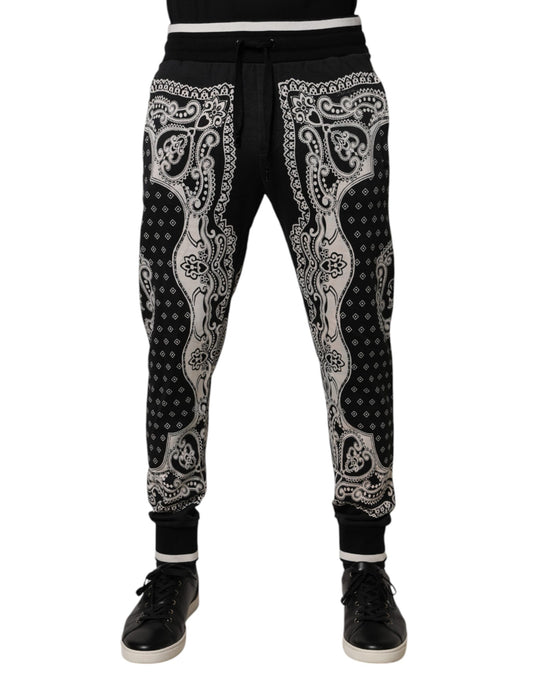 Dolce &amp; Gabbana Black Bandana Cotton Jogger Pants