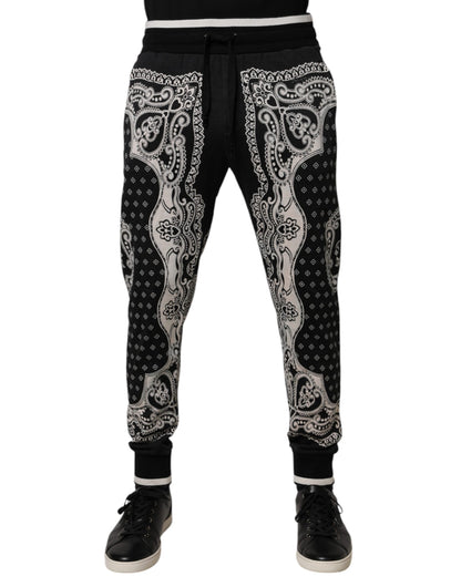 Dolce &amp; Gabbana Black Bandana Cotton Jogger Pants