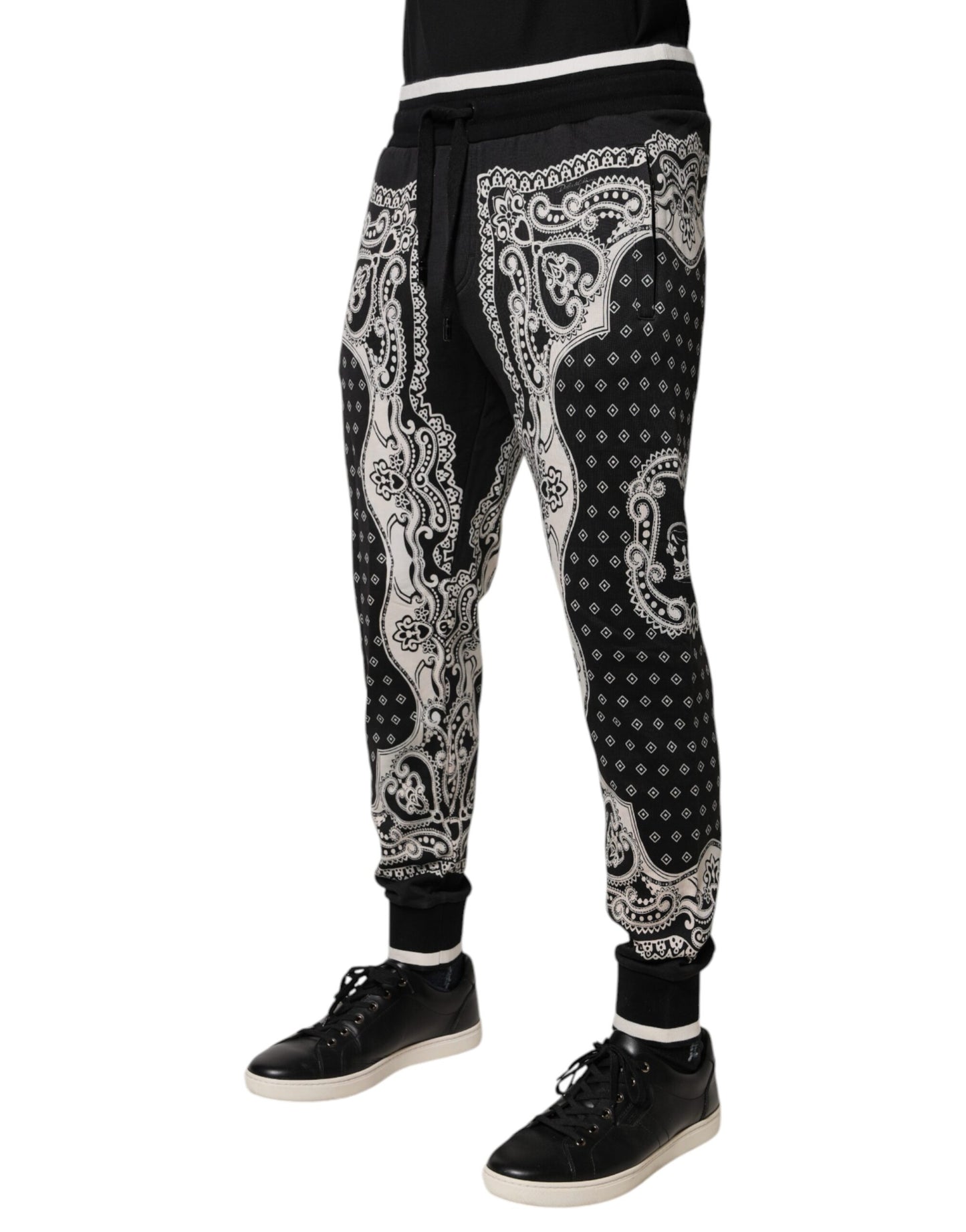 Dolce &amp; Gabbana Black Bandana Cotton Jogger Pants