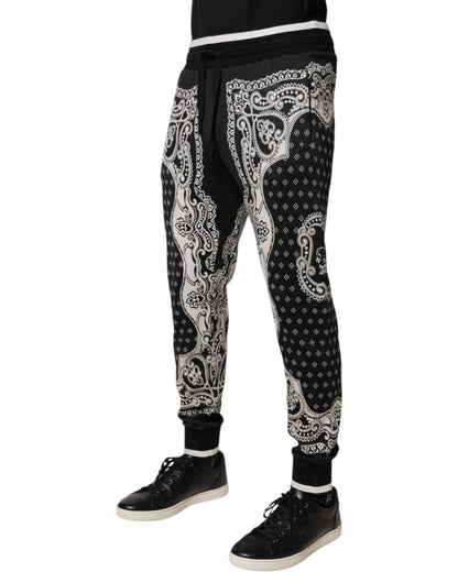 Dolce &amp; Gabbana Black Bandana Cotton Jogger Pants