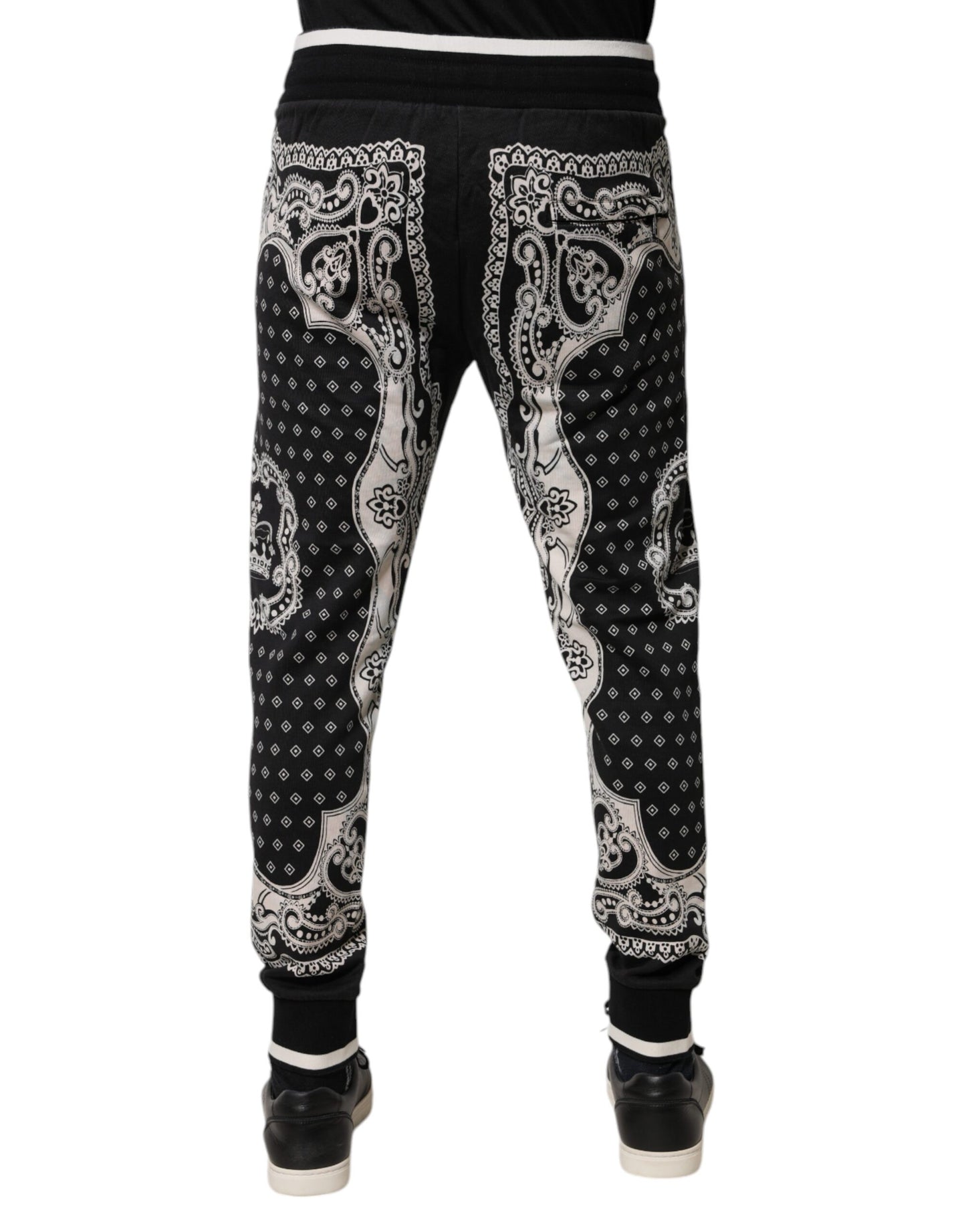 Dolce &amp; Gabbana Black Bandana Cotton Jogger Pants