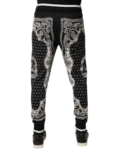 Dolce &amp; Gabbana Black Bandana Cotton Jogger Pants