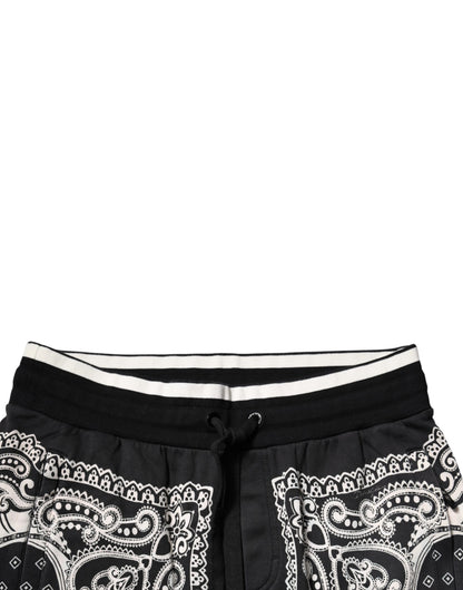 Dolce &amp; Gabbana Black Bandana Cotton Jogger Pants