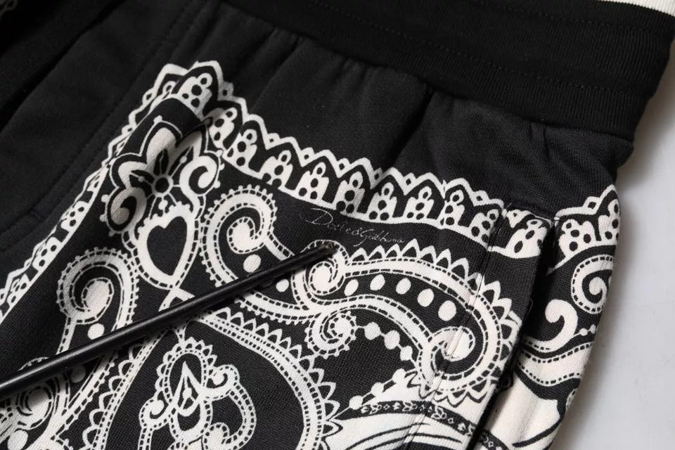 Dolce &amp; Gabbana Black Bandana Cotton Jogger Pants