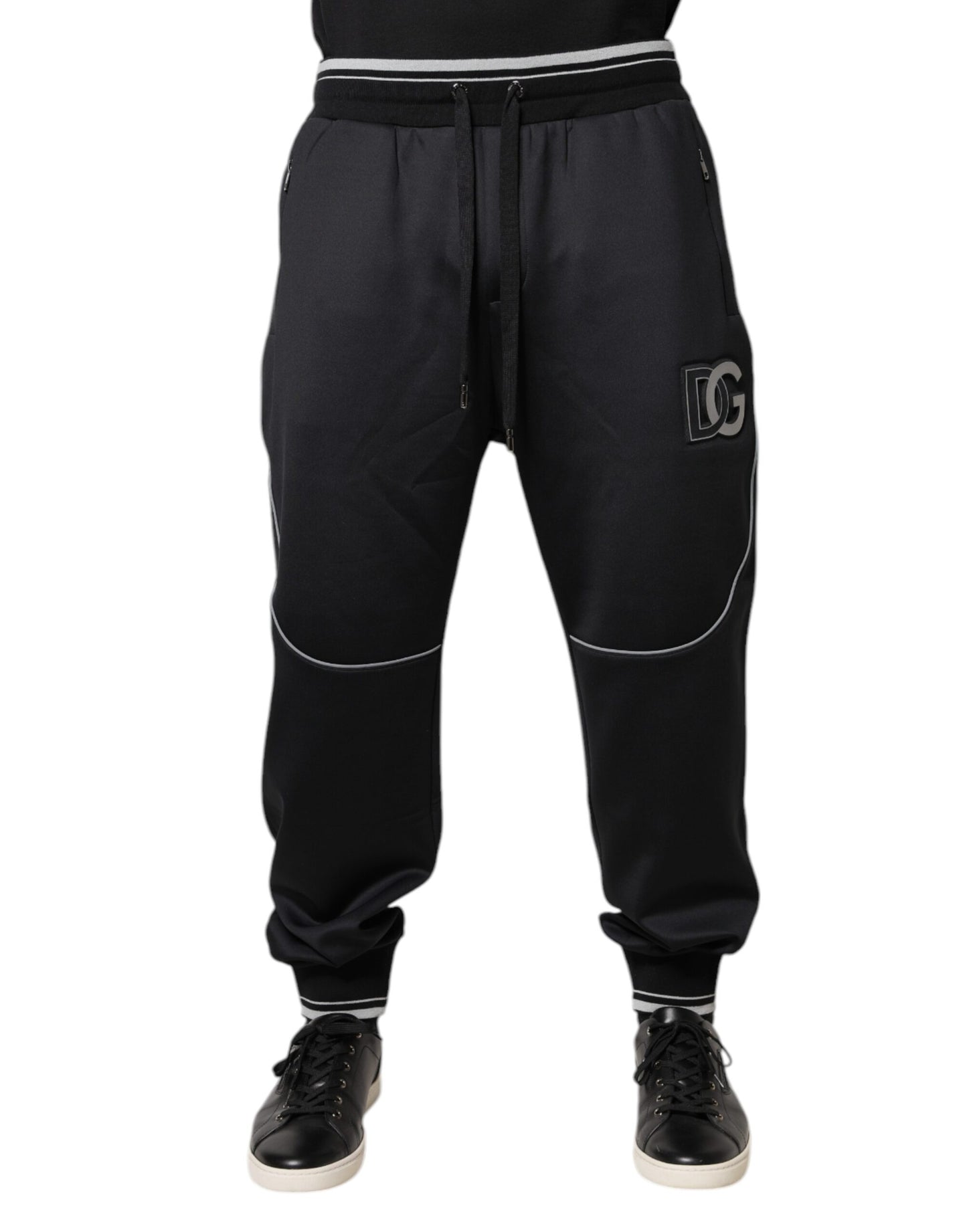 Dolce &amp; Gabbana Black Polyester Logo Jogger Pants
