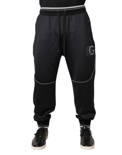 Dolce &amp; Gabbana Black Polyester Logo Jogger Pants