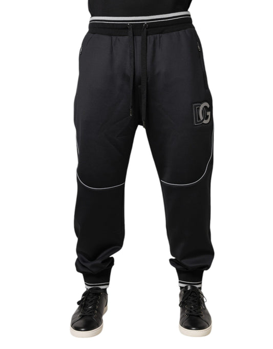 Dolce &amp; Gabbana Black Polyester Logo Jogger Pants