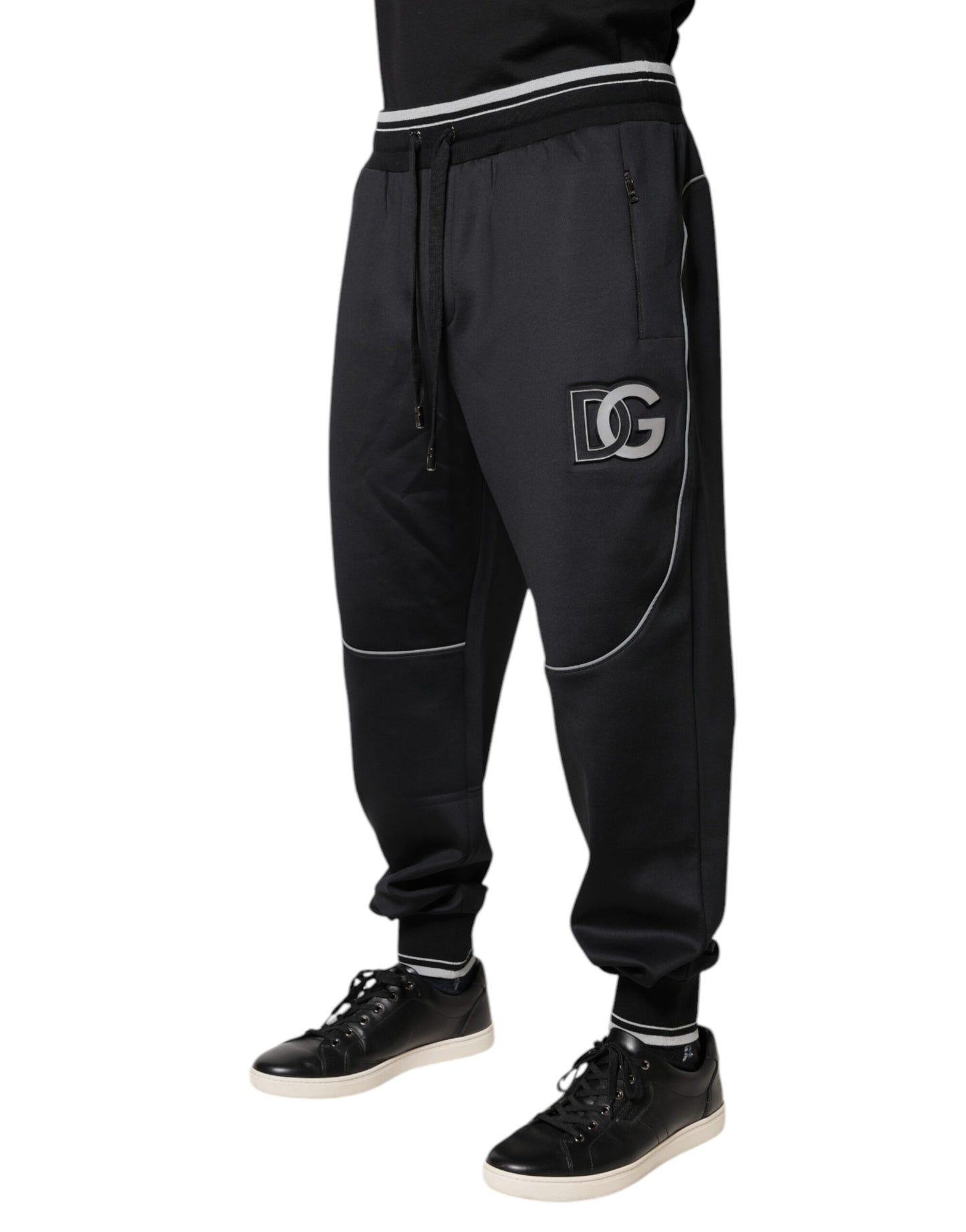Dolce &amp; Gabbana Black Polyester Logo Jogger Pants