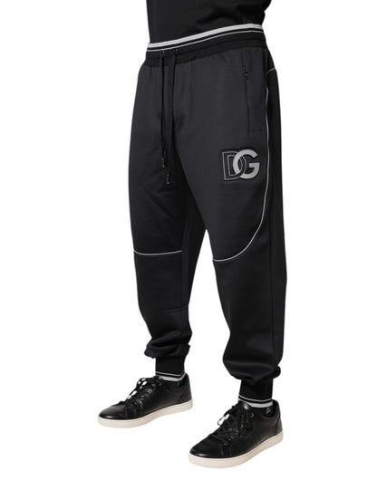 Dolce &amp; Gabbana Black Polyester Logo Jogger Pants
