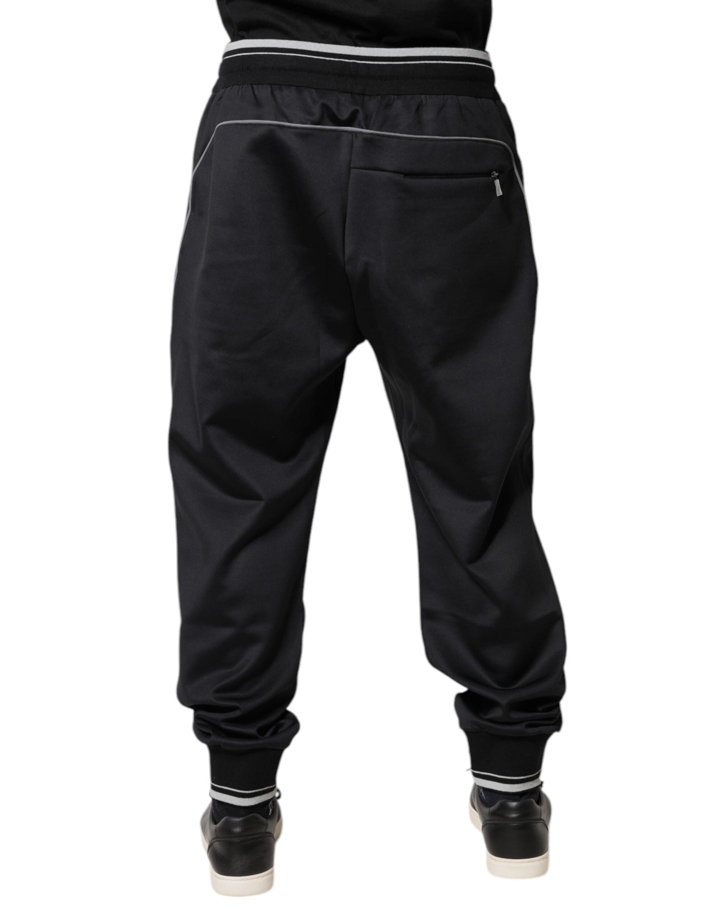Dolce &amp; Gabbana Black Polyester Logo Jogger Pants