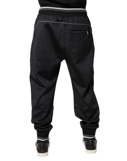 Dolce &amp; Gabbana Black Polyester Logo Jogger Pants