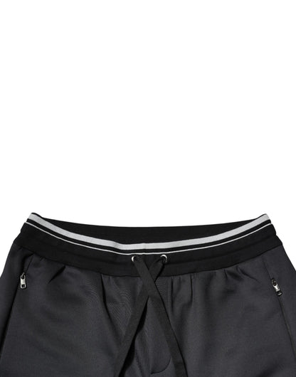 Dolce &amp; Gabbana Black Polyester Logo Jogger Pants
