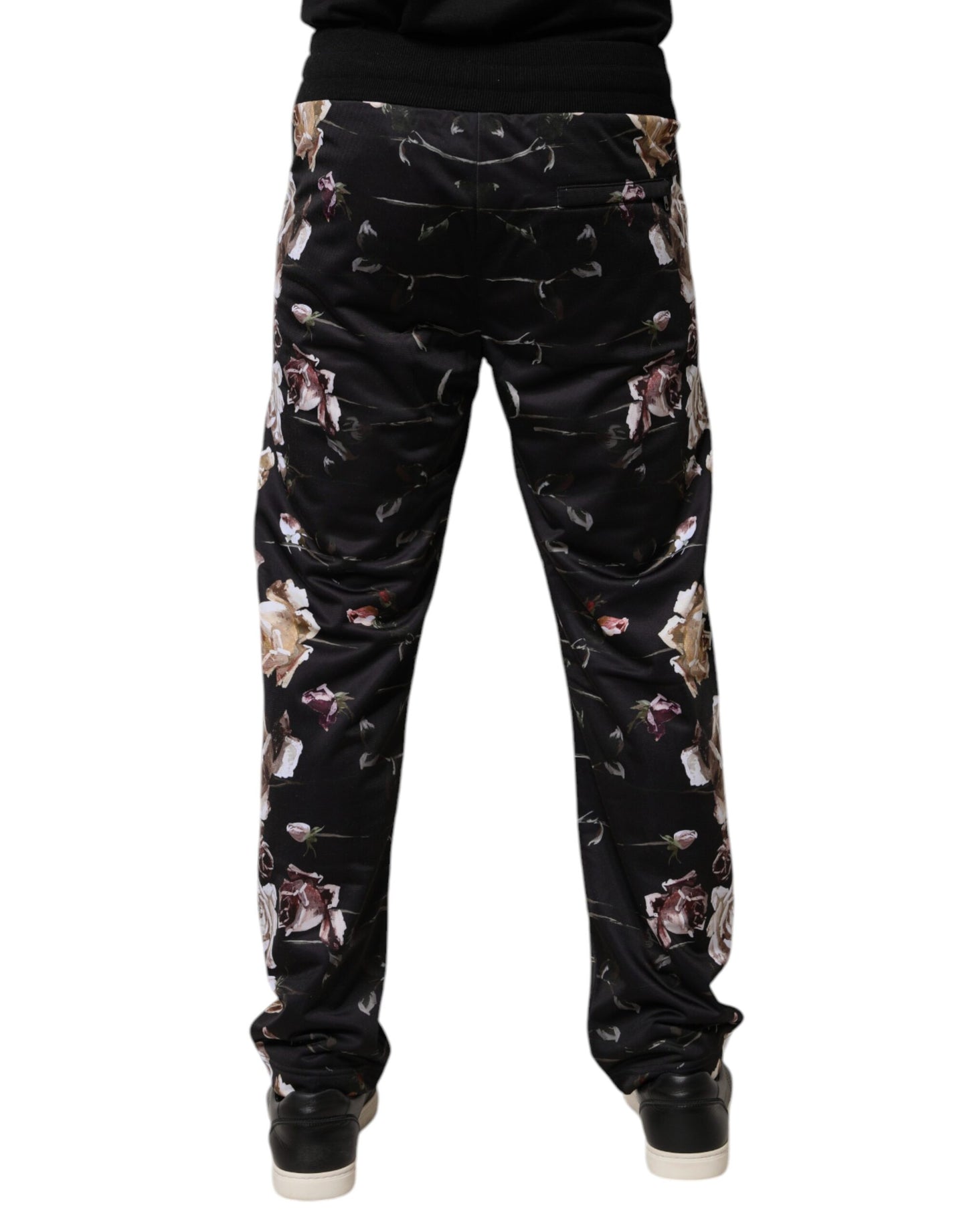 Dolce &amp; Gabbana Black Floral Polyester Jogger Pants