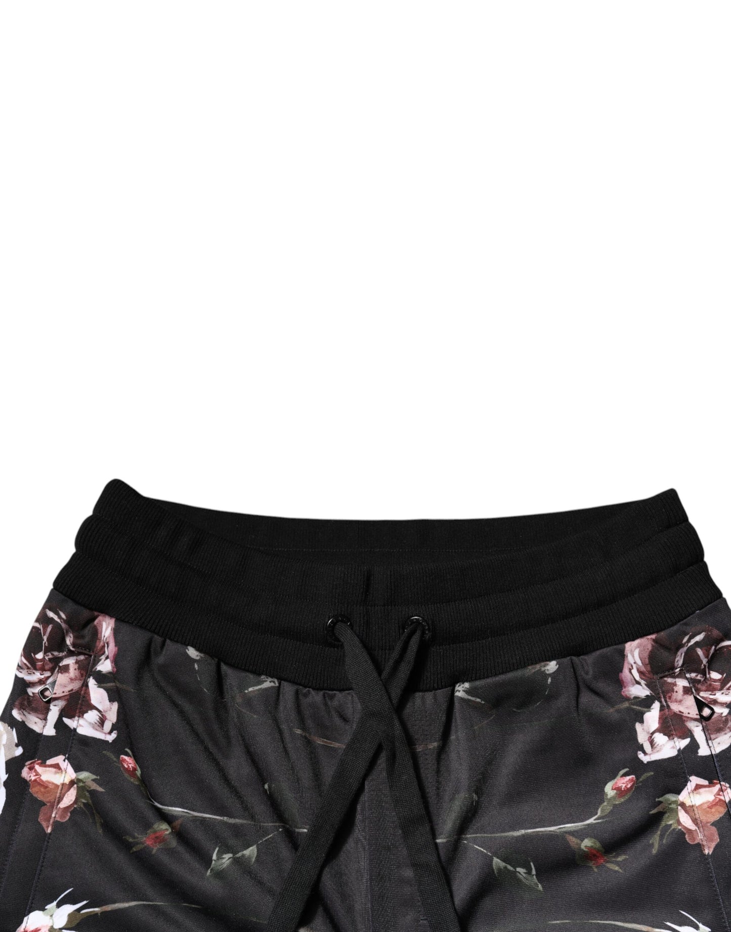 Dolce &amp; Gabbana Black Floral Polyester Jogger Pants
