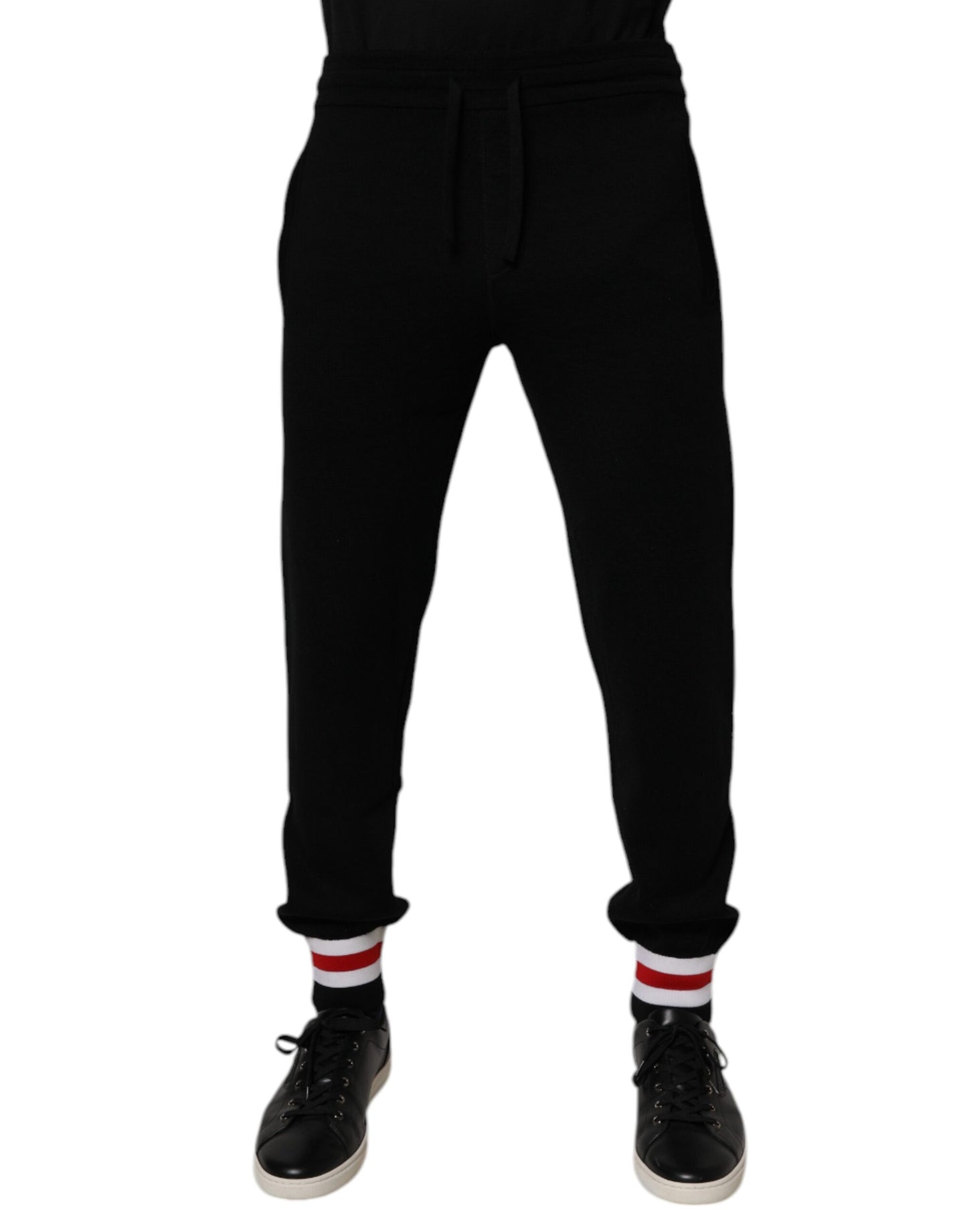 Dolce &amp; Gabbana Black Wool Mid Waist Jogger Sweatpants Pants