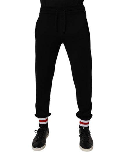 Dolce &amp; Gabbana Black Wool Mid Waist Jogger Sweatpants Pants