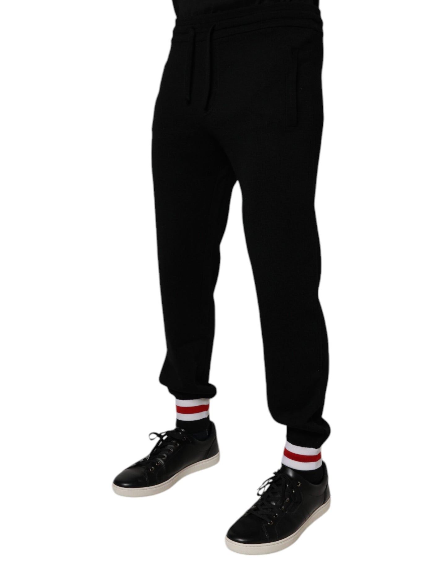 Dolce &amp; Gabbana Black Wool Mid Waist Jogger Sweatpants Pants