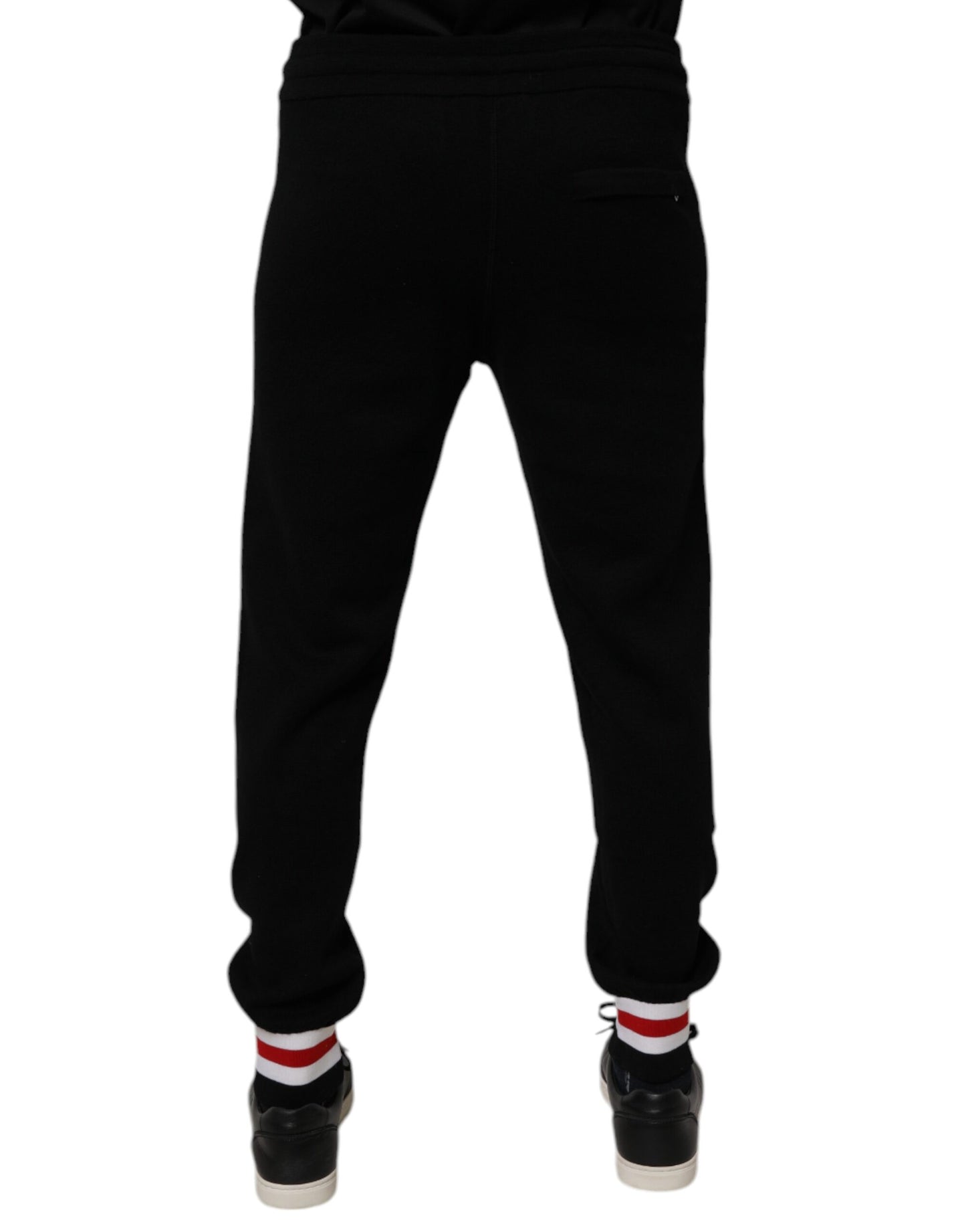 Dolce &amp; Gabbana Black Wool Mid Waist Jogger Sweatpants Pants