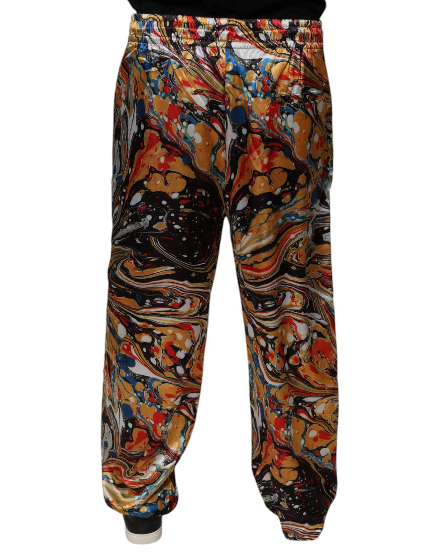 Dolce &amp; Gabbana Multicolor Marble Satin Men Tracksuit Pants
