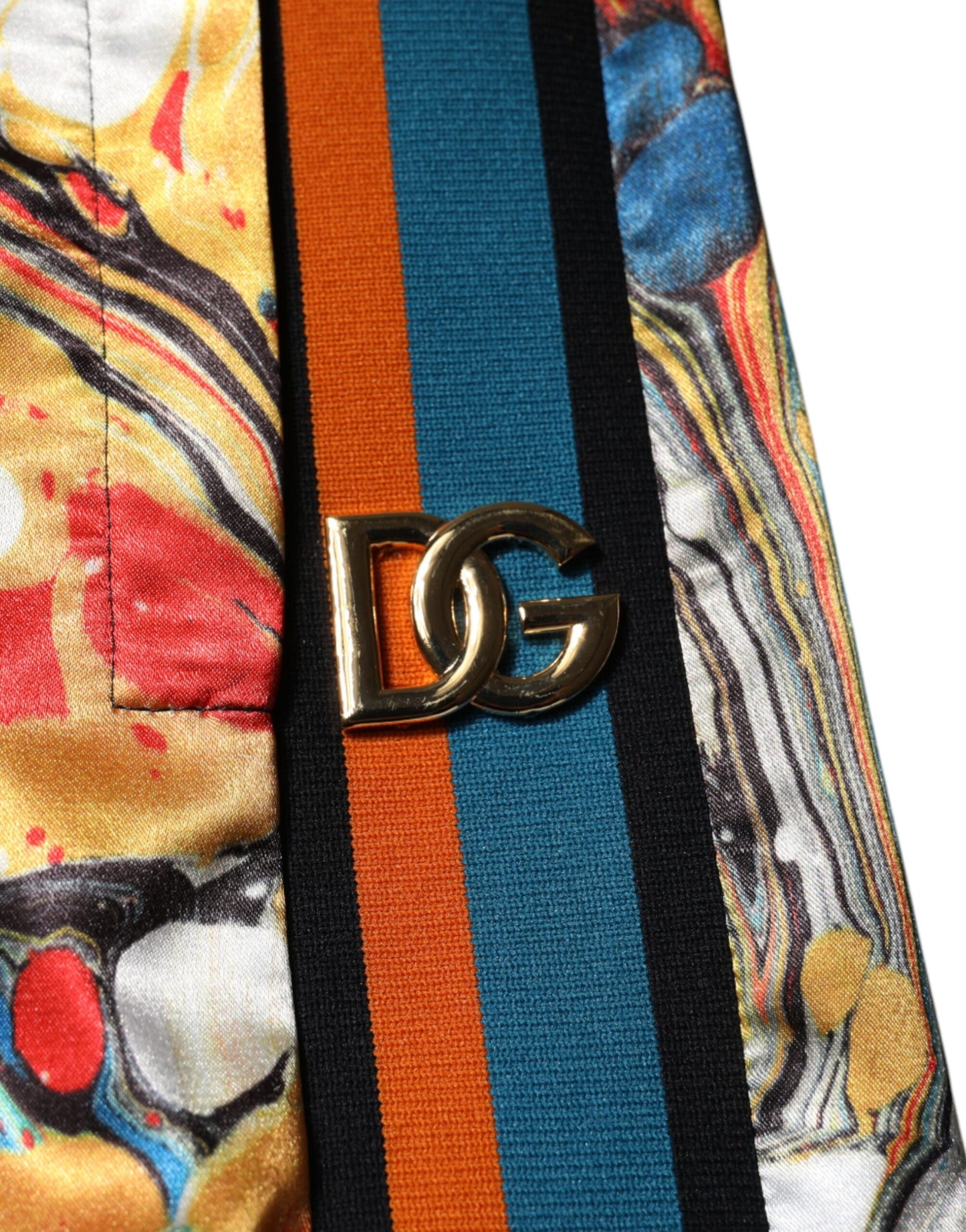 Dolce &amp; Gabbana Multicolor Marble Satin Men Tracksuit Pants