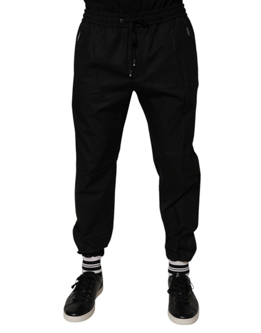 Dolce &amp; Gabbana Black Cotton Men Jogger Sweatpants Pants