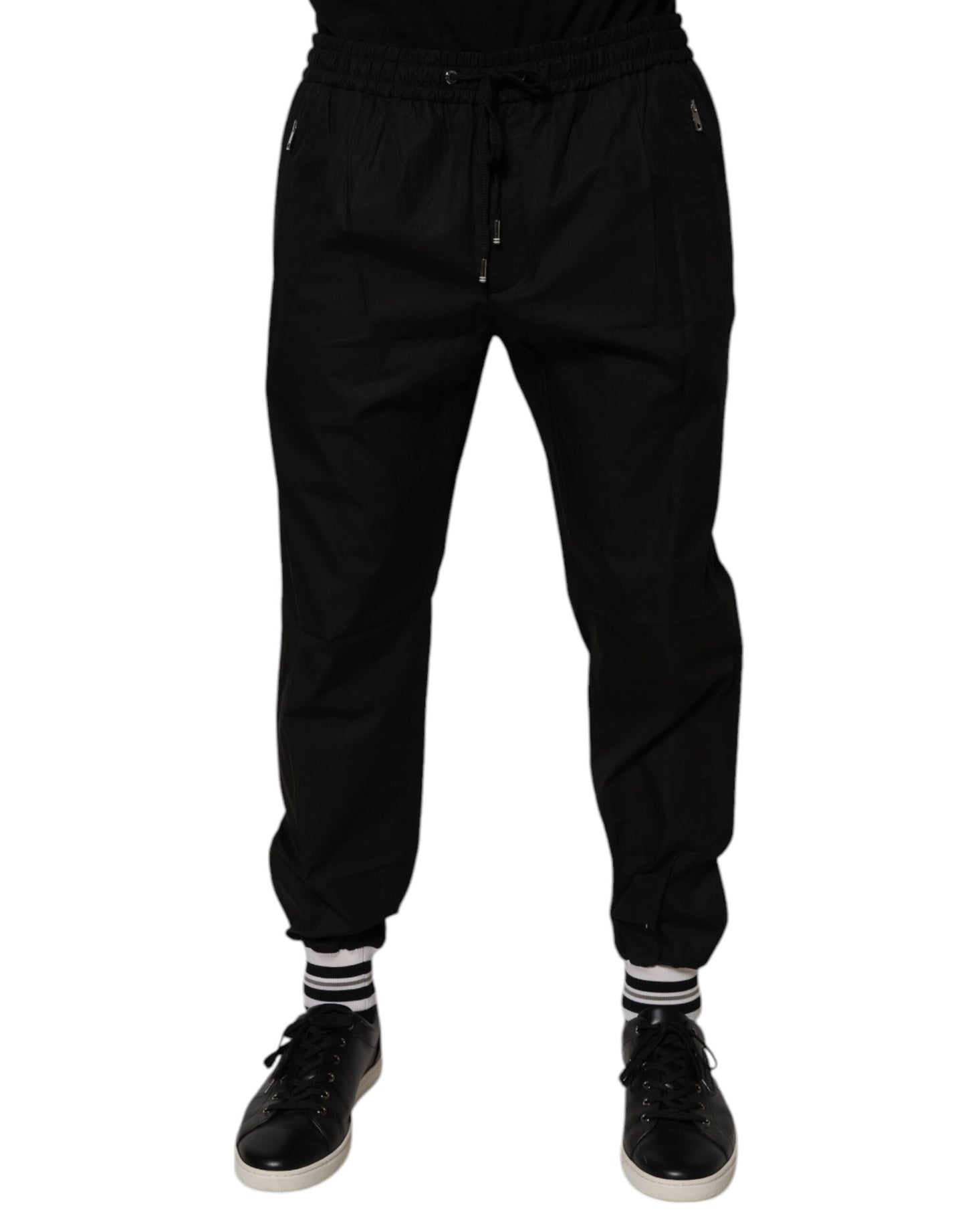 Dolce &amp; Gabbana Black Cotton Men Jogger Sweatpants Pants
