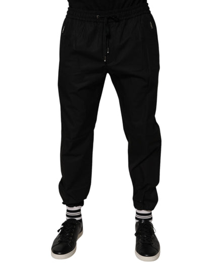Dolce &amp; Gabbana Black Cotton Men Jogger Sweatpants Pants