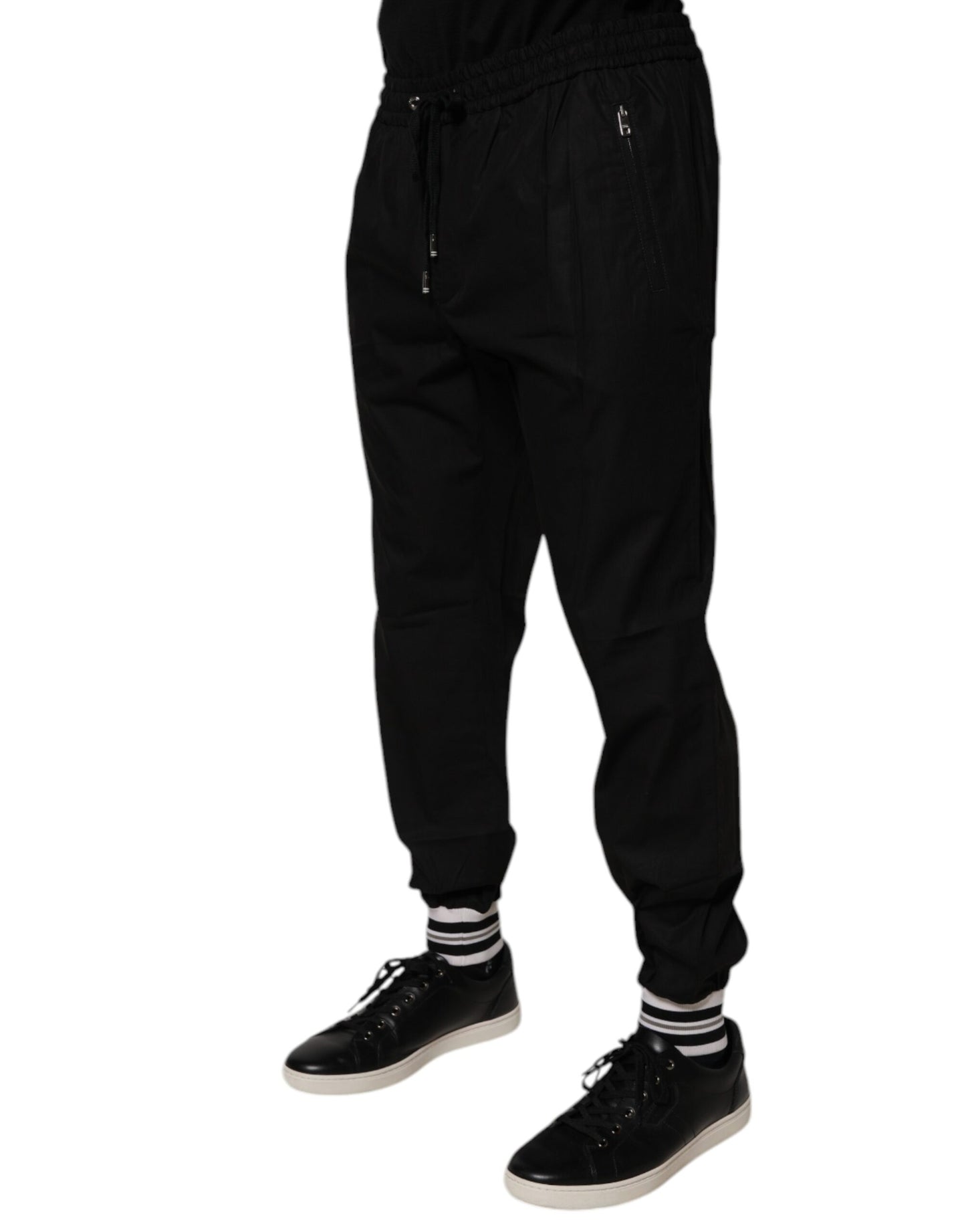 Dolce &amp; Gabbana Black Cotton Men Jogger Sweatpants Pants