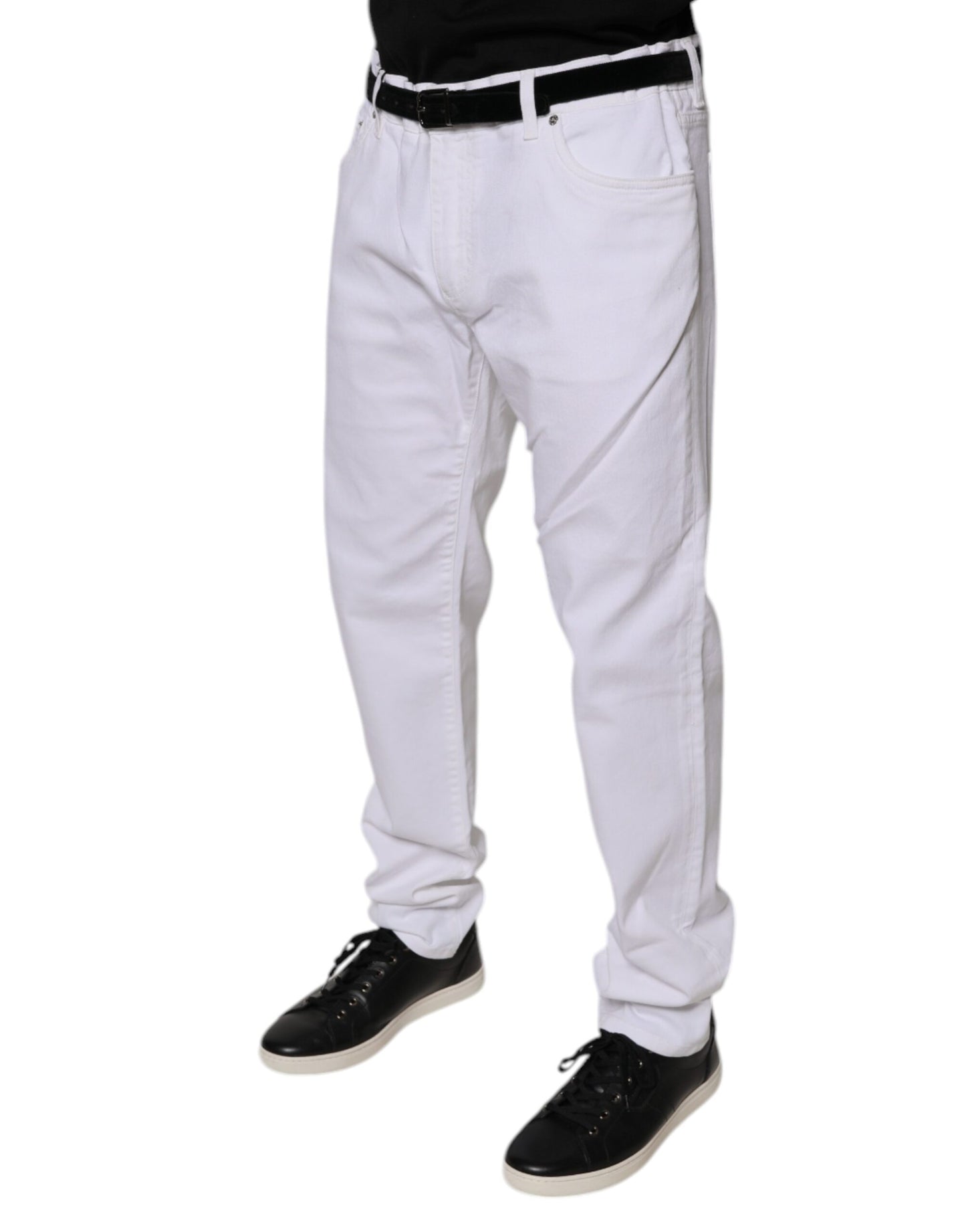 Dolce &amp; Gabbana White Cotton Stretch Skinny Men Denim Jeans