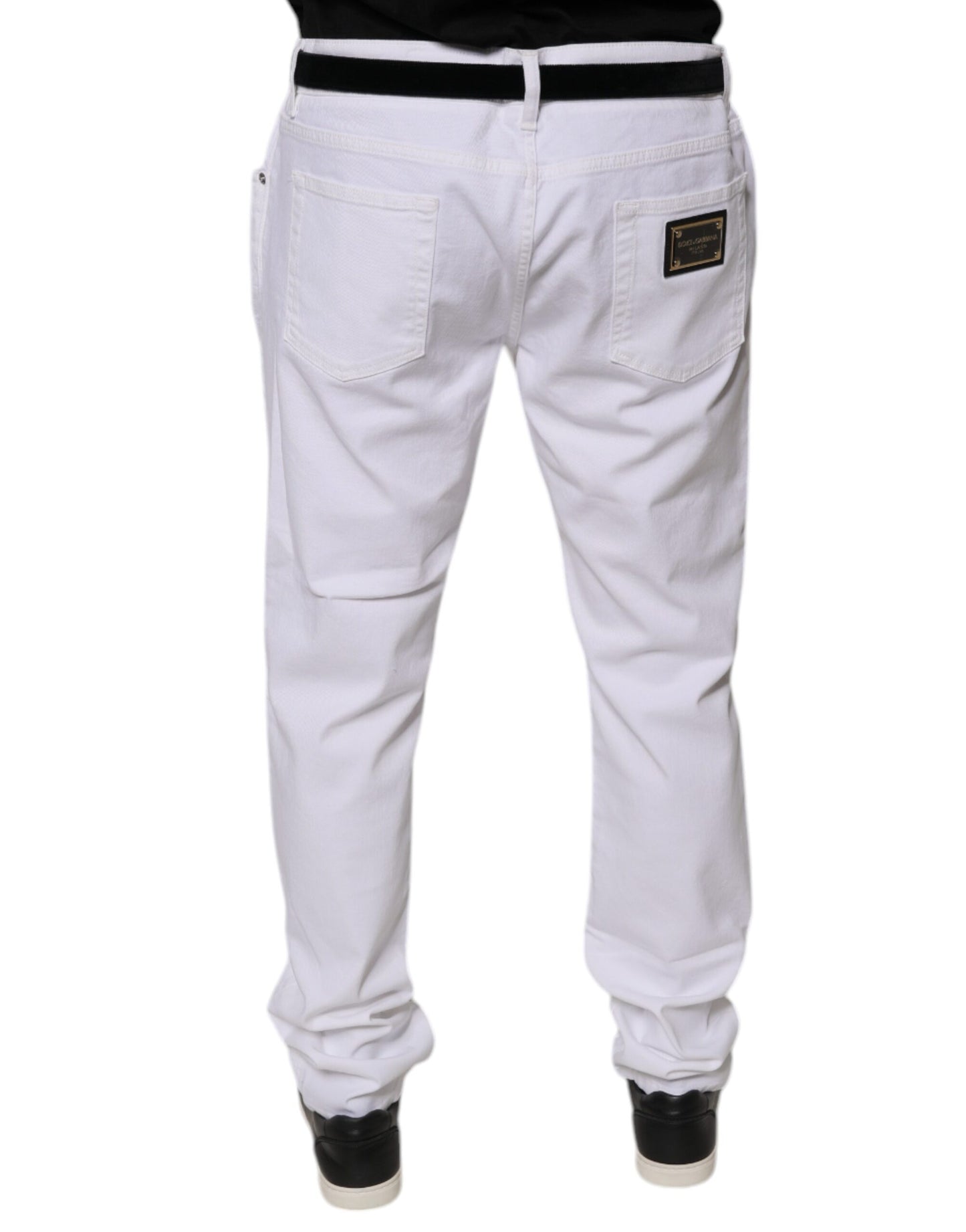 Dolce &amp; Gabbana White Cotton Stretch Skinny Men Denim Jeans