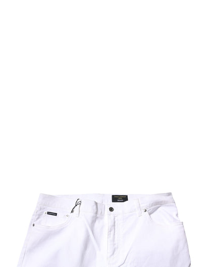 Dolce &amp; Gabbana White Cotton Stretch Skinny Men Denim Jeans