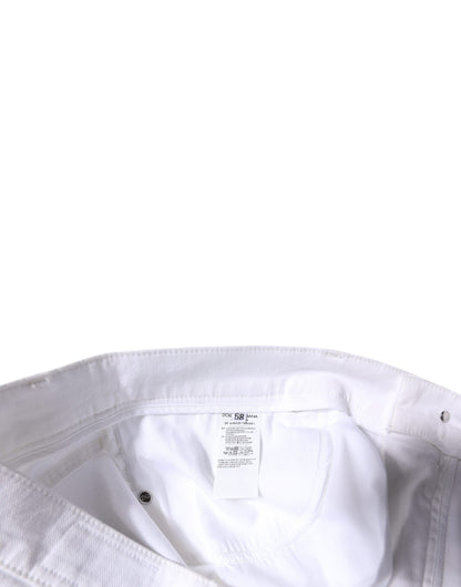 Dolce &amp; Gabbana White Cotton Stretch Skinny Men Denim Jeans
