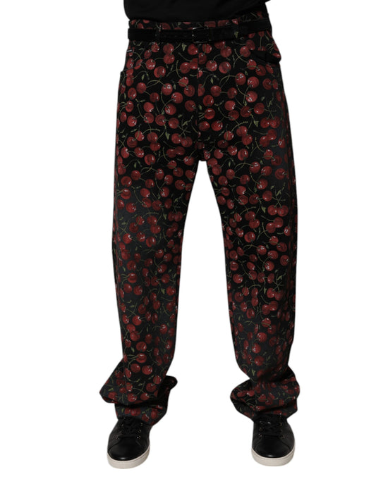 Dolce &amp; Gabbana Black Cherry Cotton Straight Men Denim Jeans