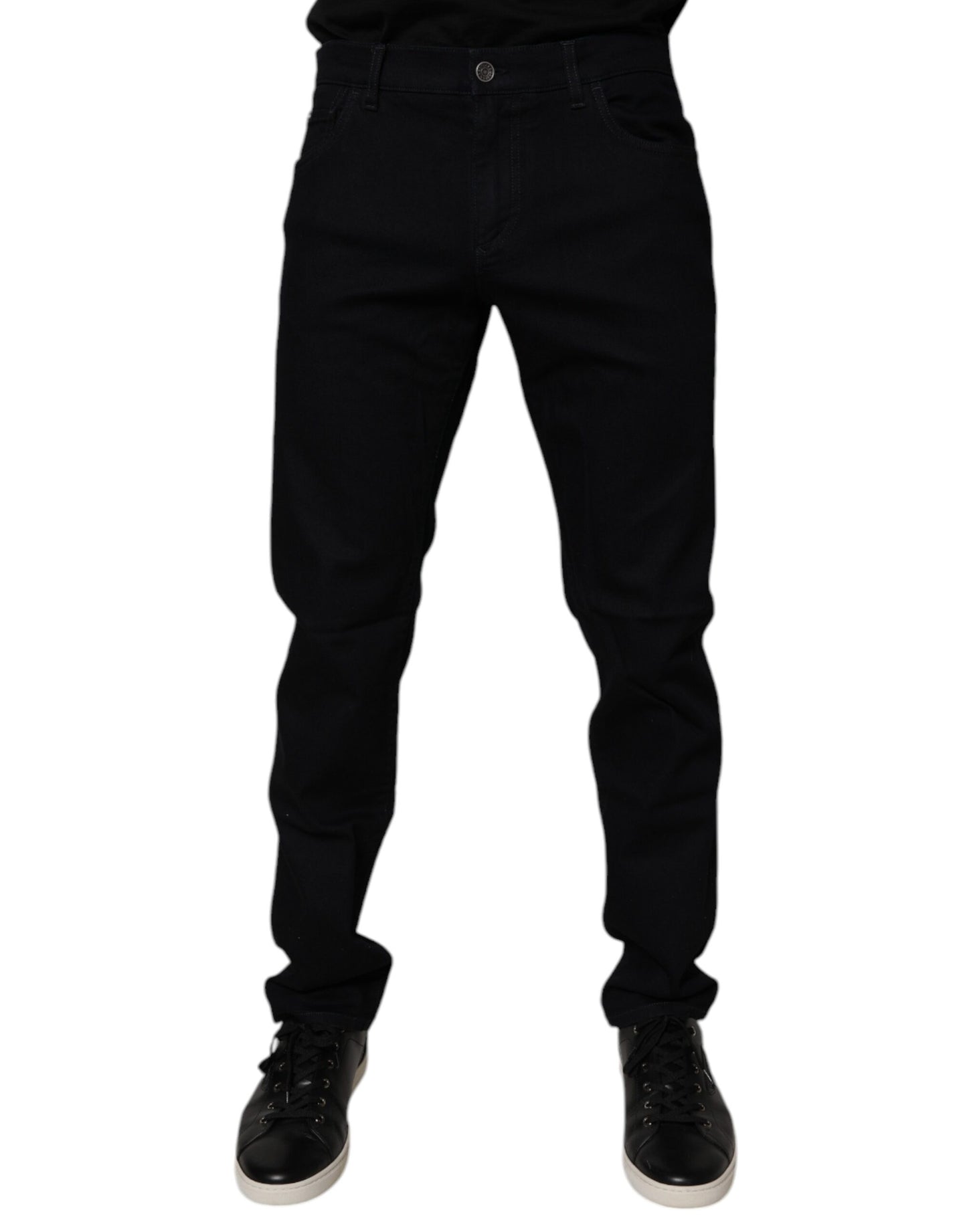 Dolce &amp; Gabbana Black Cotton Stretch Slim Fit Men Denim Jeans