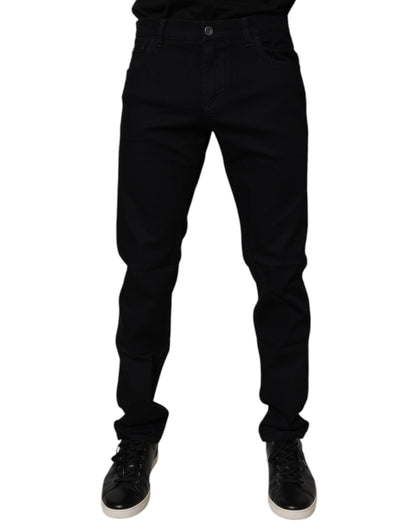 Dolce &amp; Gabbana Black Cotton Stretch Slim Fit Men Denim Jeans