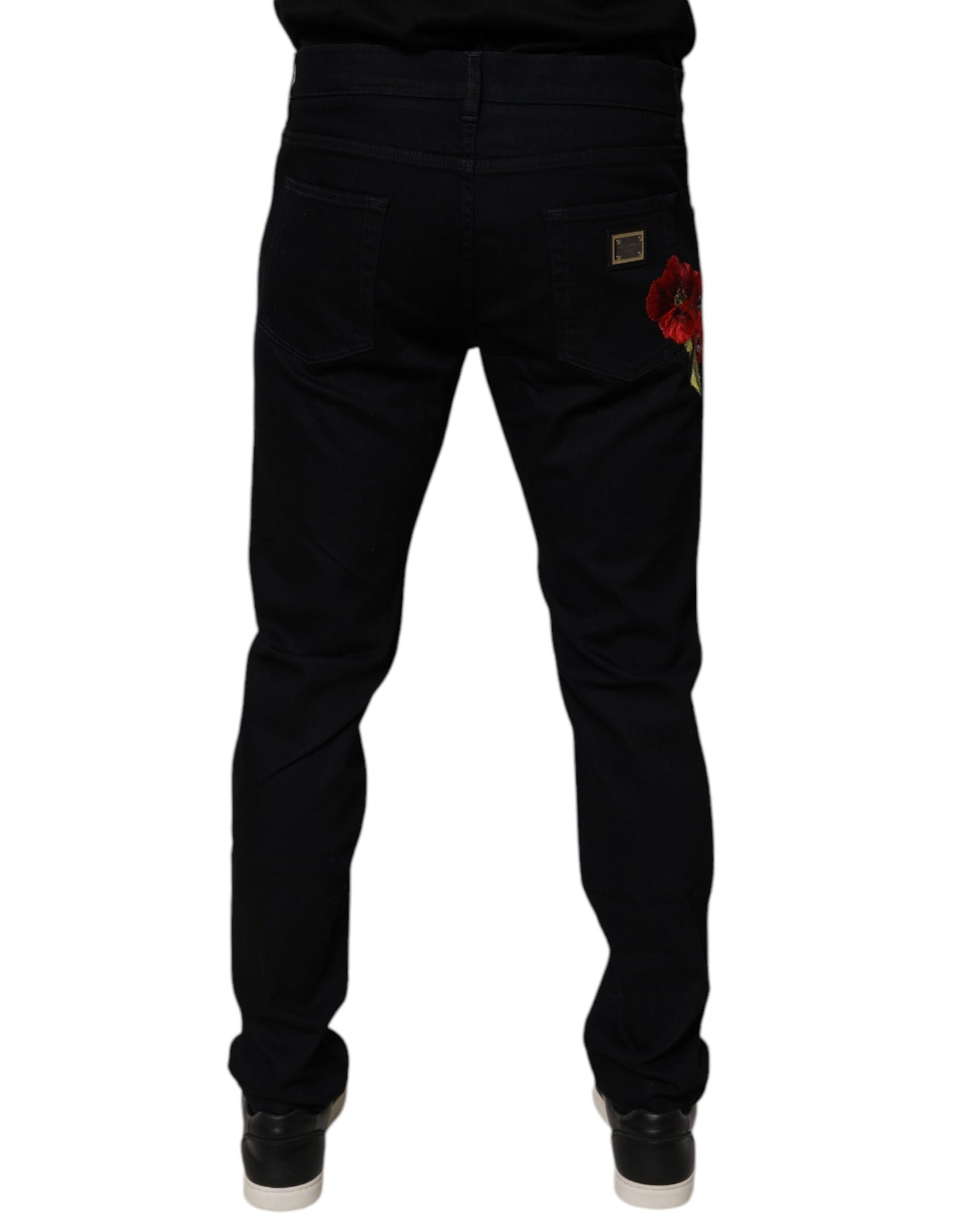 Dolce &amp; Gabbana Black Cotton Stretch Slim Fit Men Denim Jeans