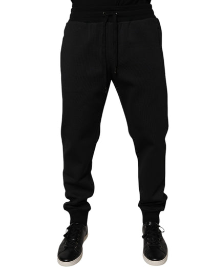 Dolce &amp; Gabbana Black Polyester Men Jogger Sweatpants Pants