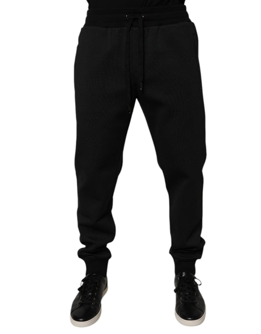 Dolce &amp; Gabbana Black Polyester Men Jogger Sweatpants Pants