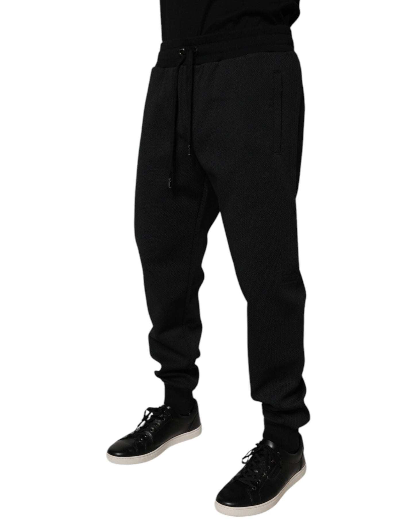Dolce &amp; Gabbana Black Polyester Men Jogger Sweatpants Pants