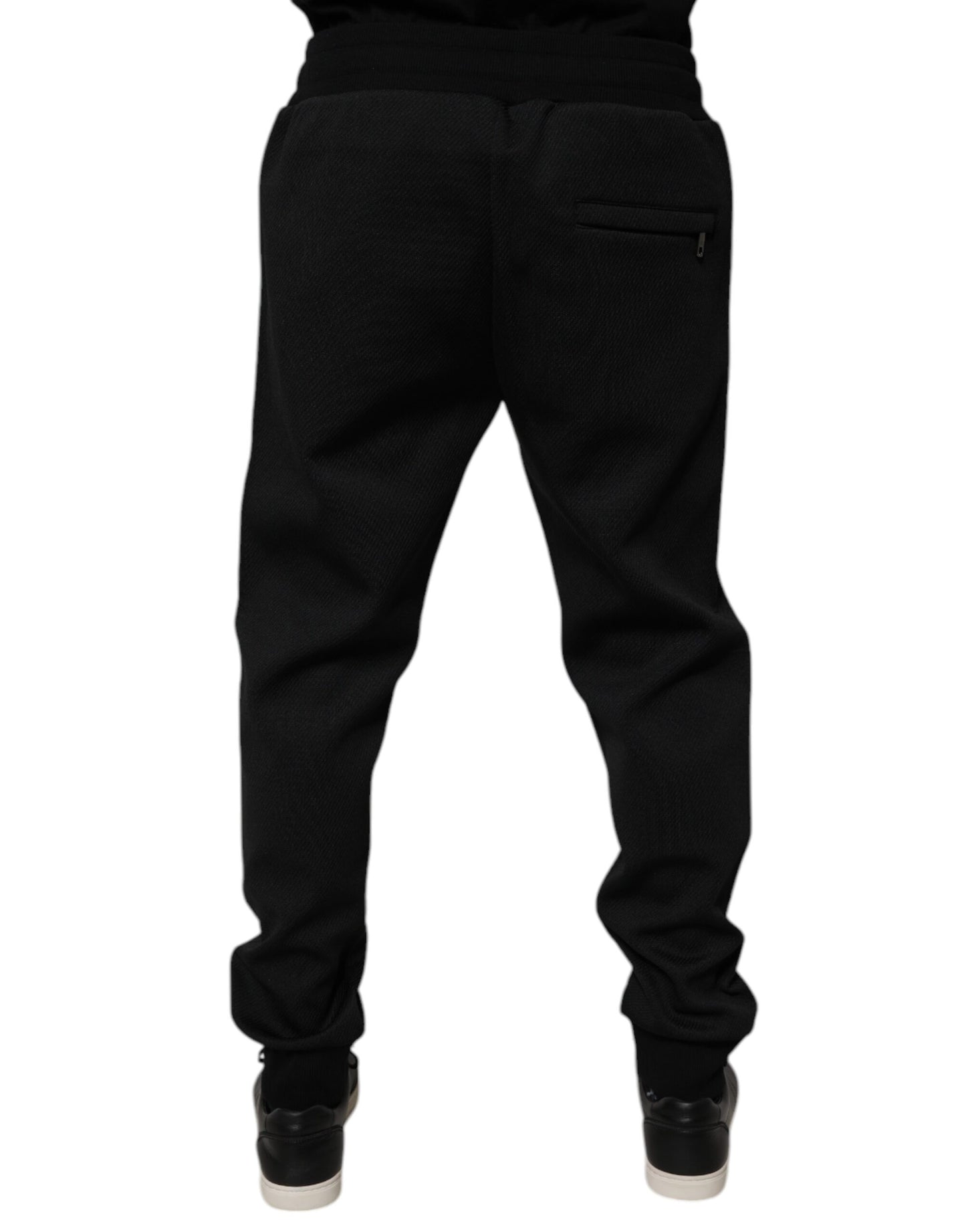 Dolce &amp; Gabbana Black Polyester Men Jogger Sweatpants Pants