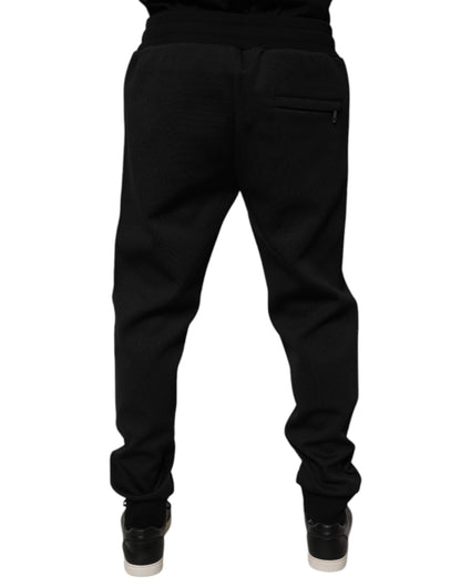 Dolce &amp; Gabbana Black Polyester Men Jogger Sweatpants Pants
