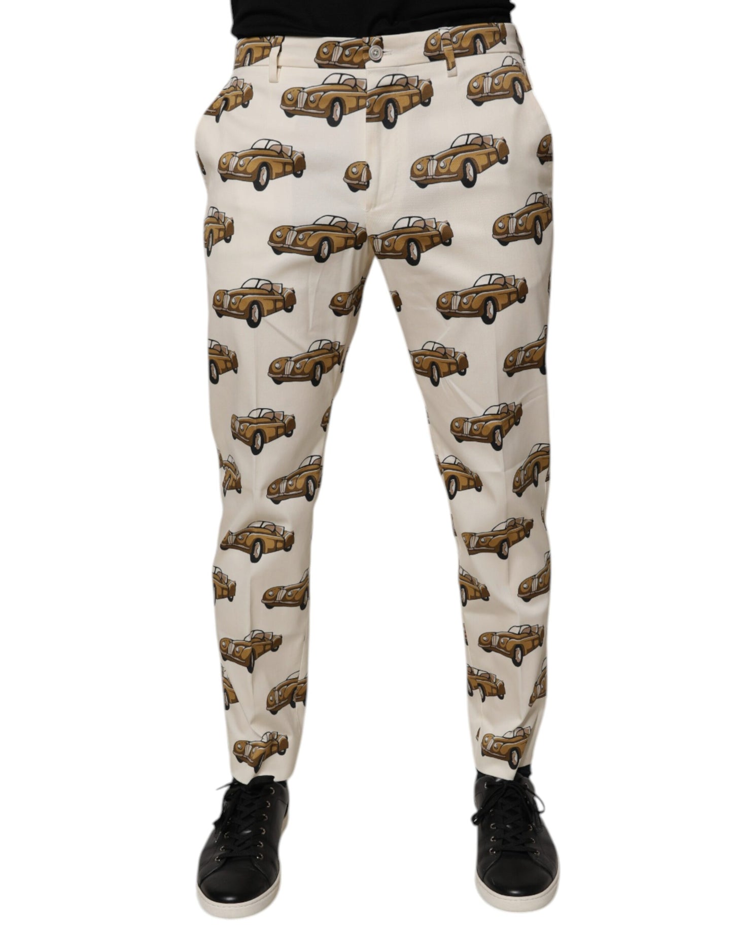 Dolce &amp; Gabbana Off White Cars Cotton Skinny Men Denim Jeans