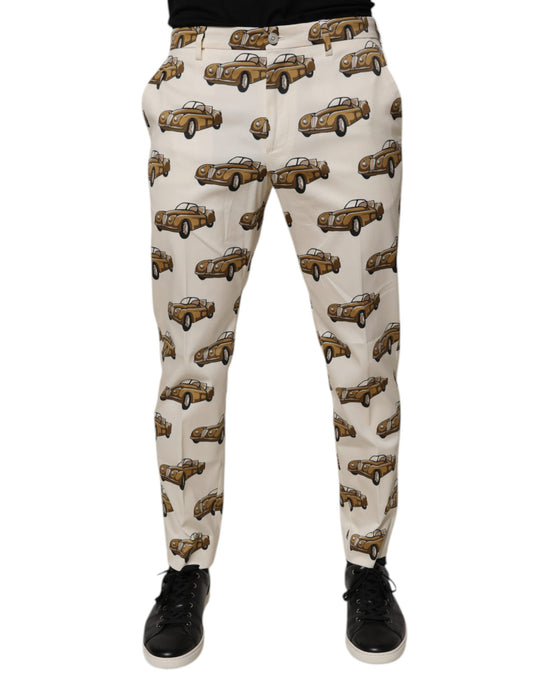 Dolce &amp; Gabbana Off White Cars Cotton Skinny Men Denim Jeans